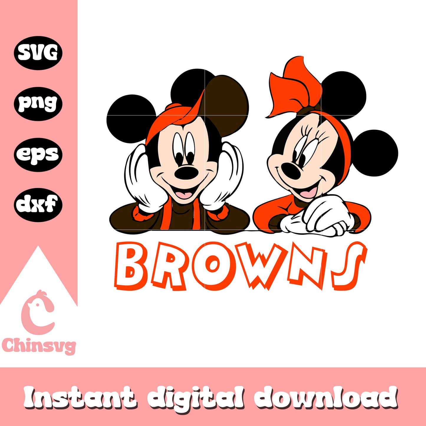Cleveland browns nfl mickey and minnie svg, cleveland browns retro logo svg