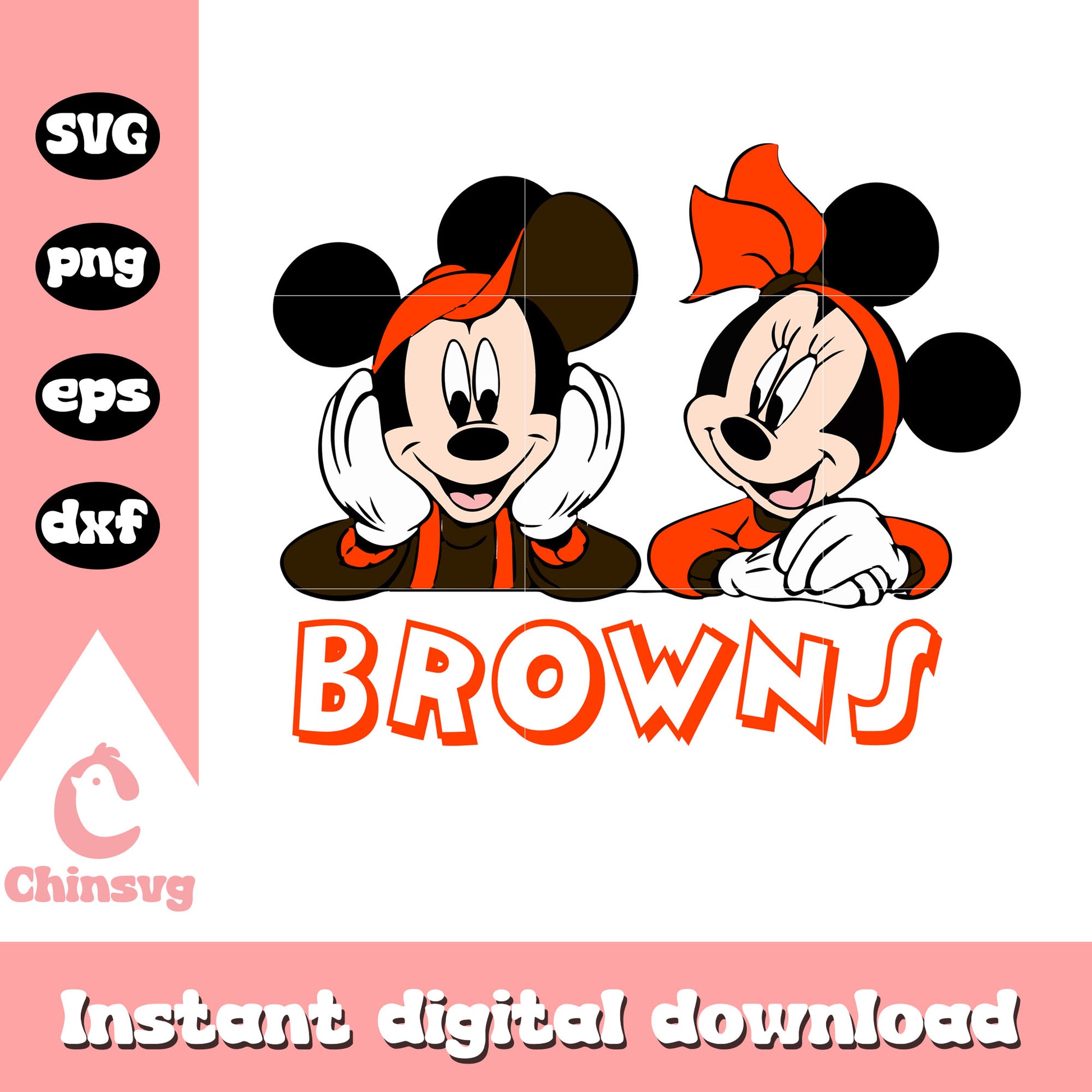 Cleveland browns nfl mickey and minnie svg, cleveland browns retro logo svg