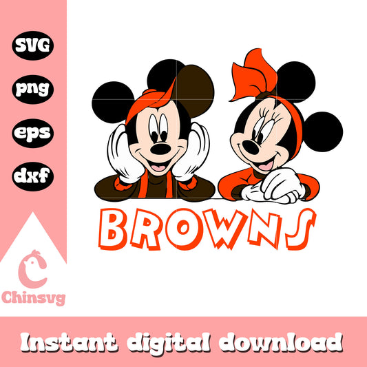 Cleveland browns nfl mickey and minnie svg, cleveland browns retro logo svg