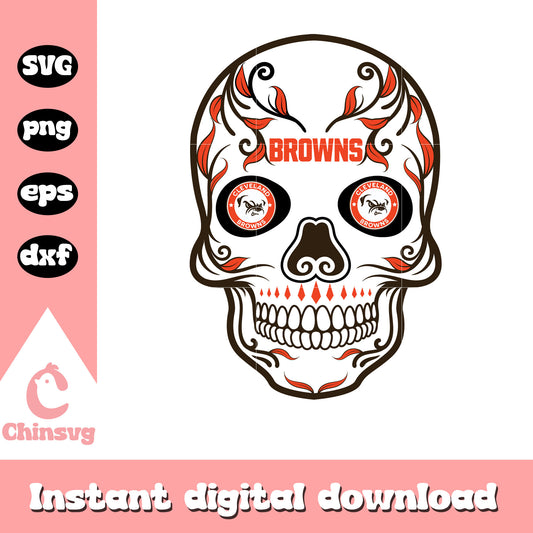 Cleveland browns nfl skull flower logo svg, cleveland browns logo pics svg