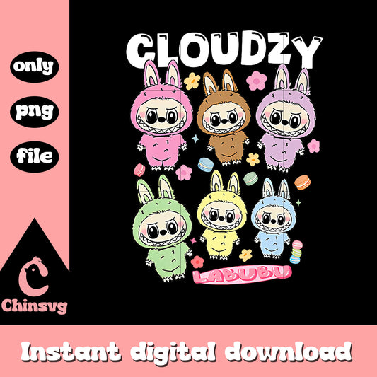 Cloudzy labubu dolls design png, labubu clothing png