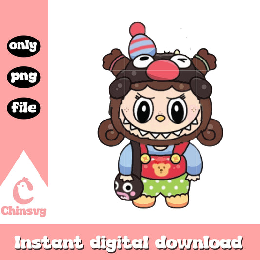 Clown bear labubu cute doll design png, clipart labubu png