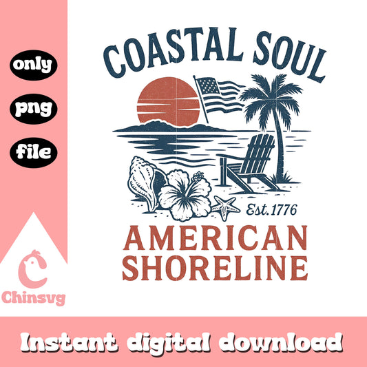Coastal soul est. 1776 american shoreline png, summer vibes​ png
