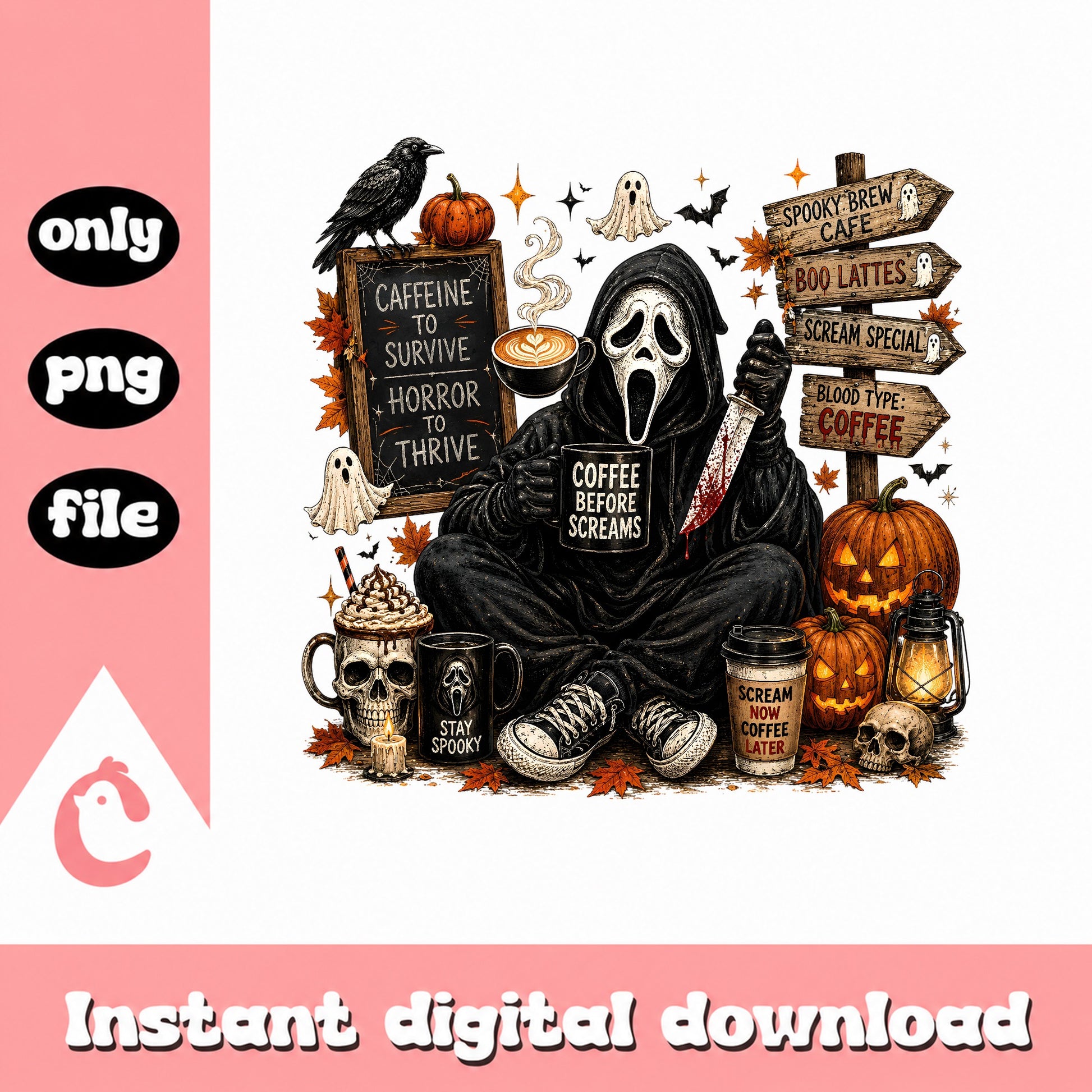 Coffee Before Screams Halloween PNG, Spooky Coffee Lover, PNG