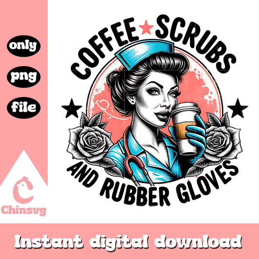 Coffee scrubs and rubber gloves quotes png, coffee quotes​ png