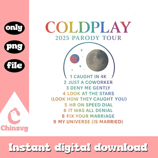 Coldplay 2025 parody tour design png, kiss cam png, cold play png