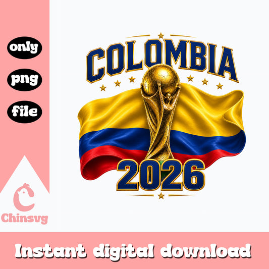 Colombia 2026 World Cup Trophy PNG, Soccer Fan Shirt PNG, Colombia Flag PNG