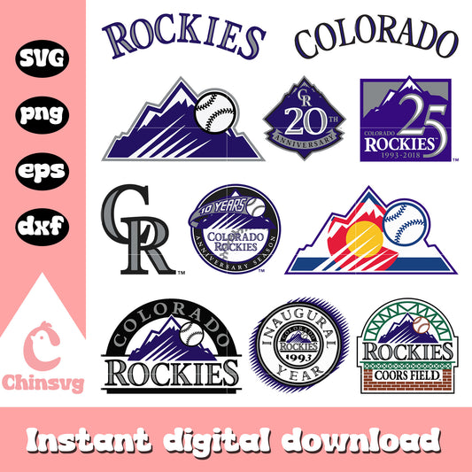 Colorado rockies baseball logo bundle svg, colorado rockies​ svg