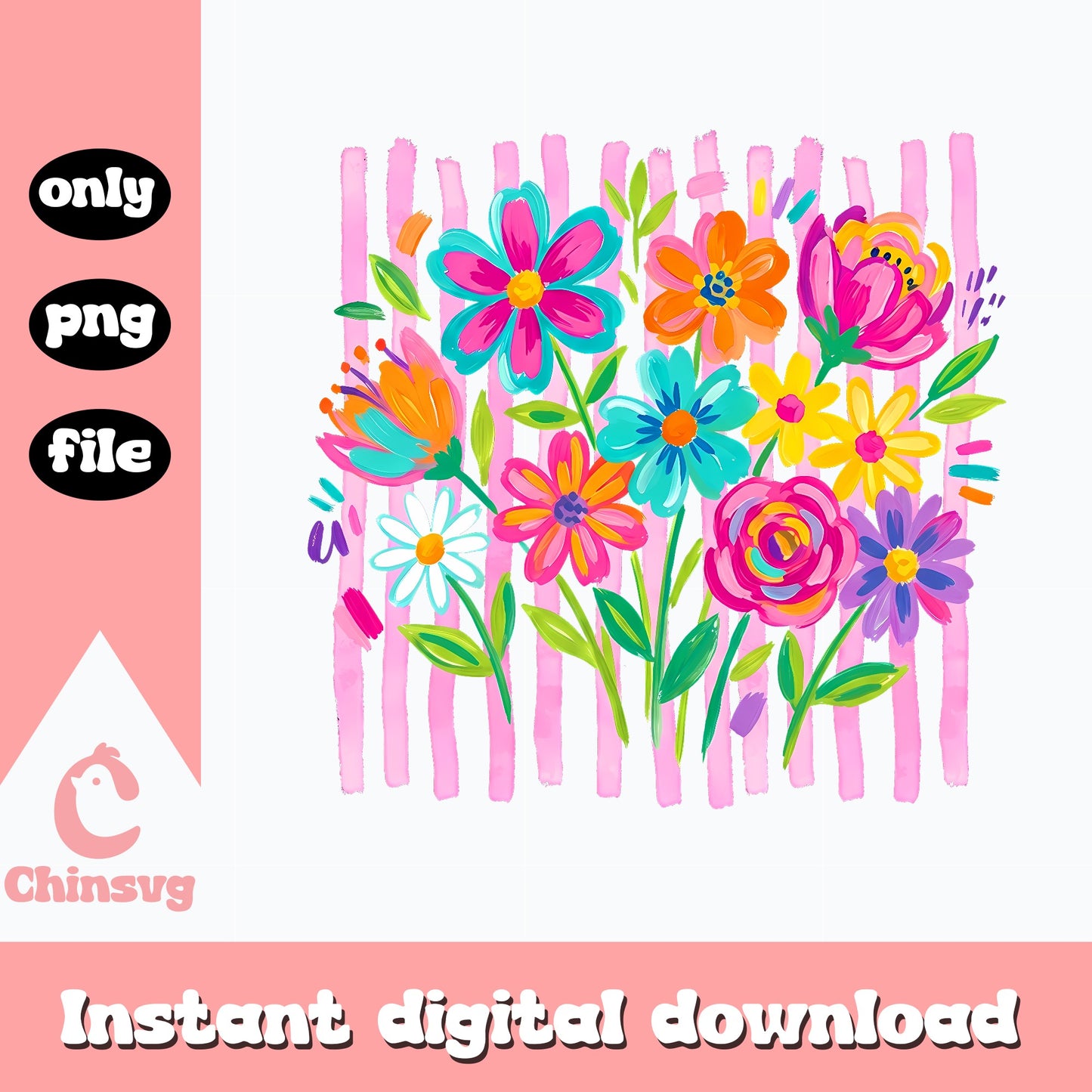 Colorful Wildflower Bouquet PNG, Spring Floral PNG, Flower PNG