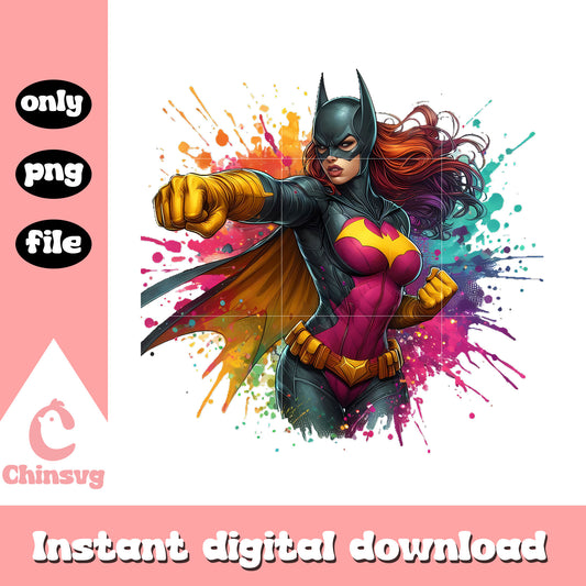 Colorful bat woman character design png, bat woman png
