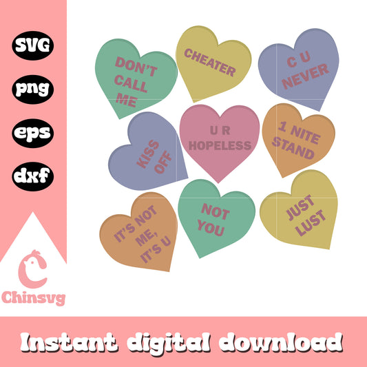 Colorful candy heart valentine svg, happy valentine's day svg