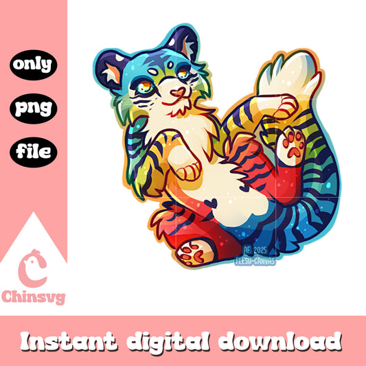Colorful demon derpy tiger design png, derpy character png