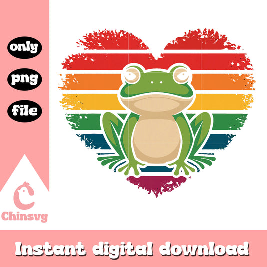 Colorful heart the frog design png, the frog png, logo design png