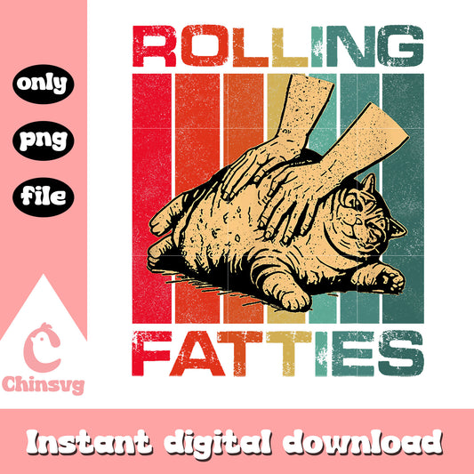 Colorful rolling fatties png, big cat png, vintage png