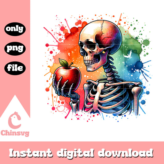 Colorful skeleton with apple png, human skeleton png