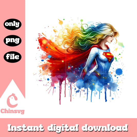 Colorful super girl hero design png, new marvel movie png