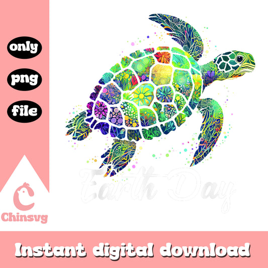 Colorful turtle undersea design png, when is earth day png