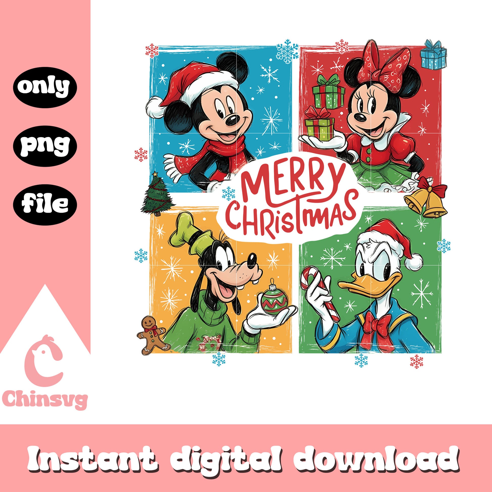 Color mickey friends christmas png, mickey christmas​​​​​ png
