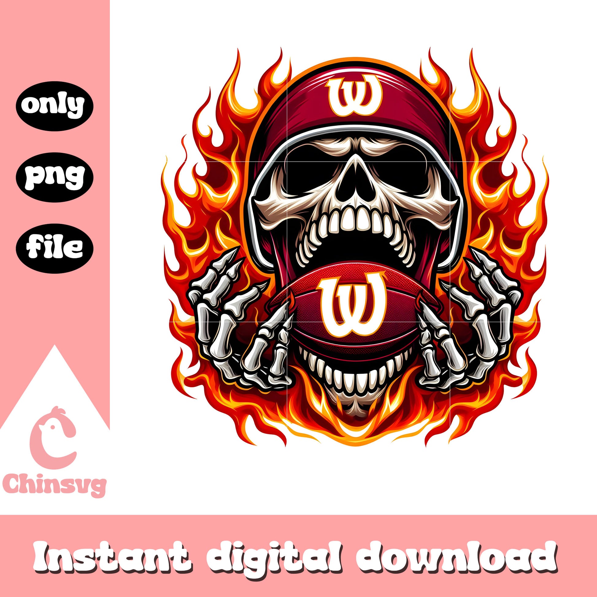 Commanders skullcap red fire png, commanders football​​ png