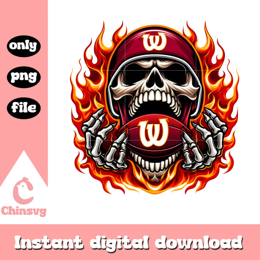 Commanders skullcap red fire png, commanders football​​ png