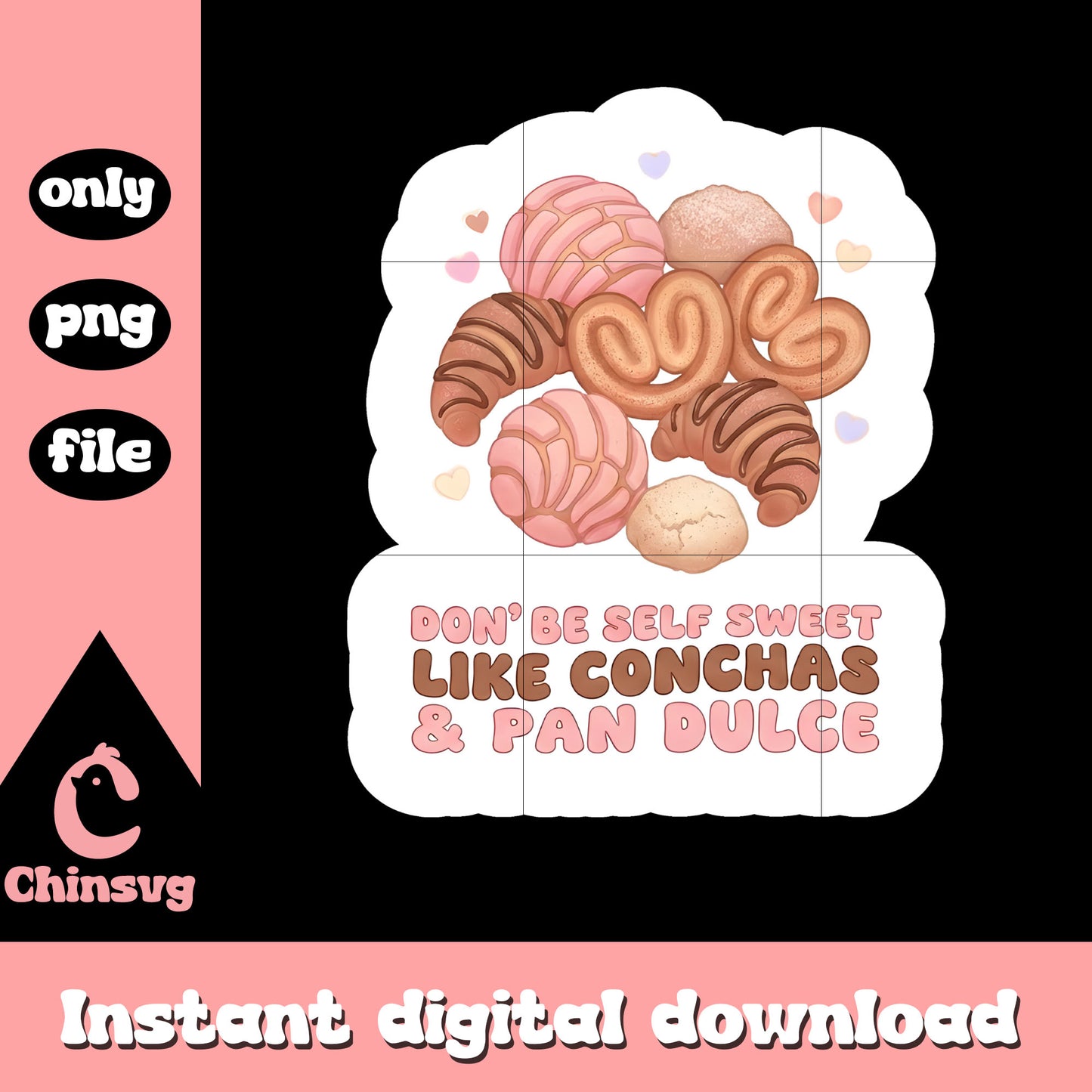 Conchas barkery love valentine png, valentines design png