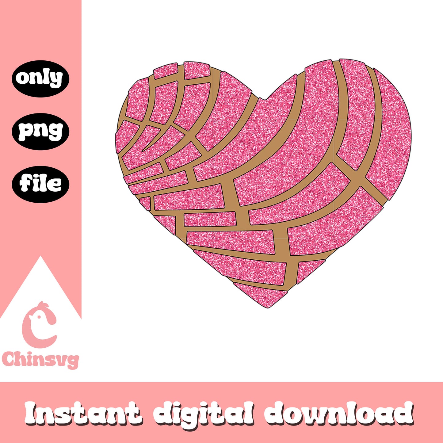Conchas glitter love valentine png, valentino pink​ png