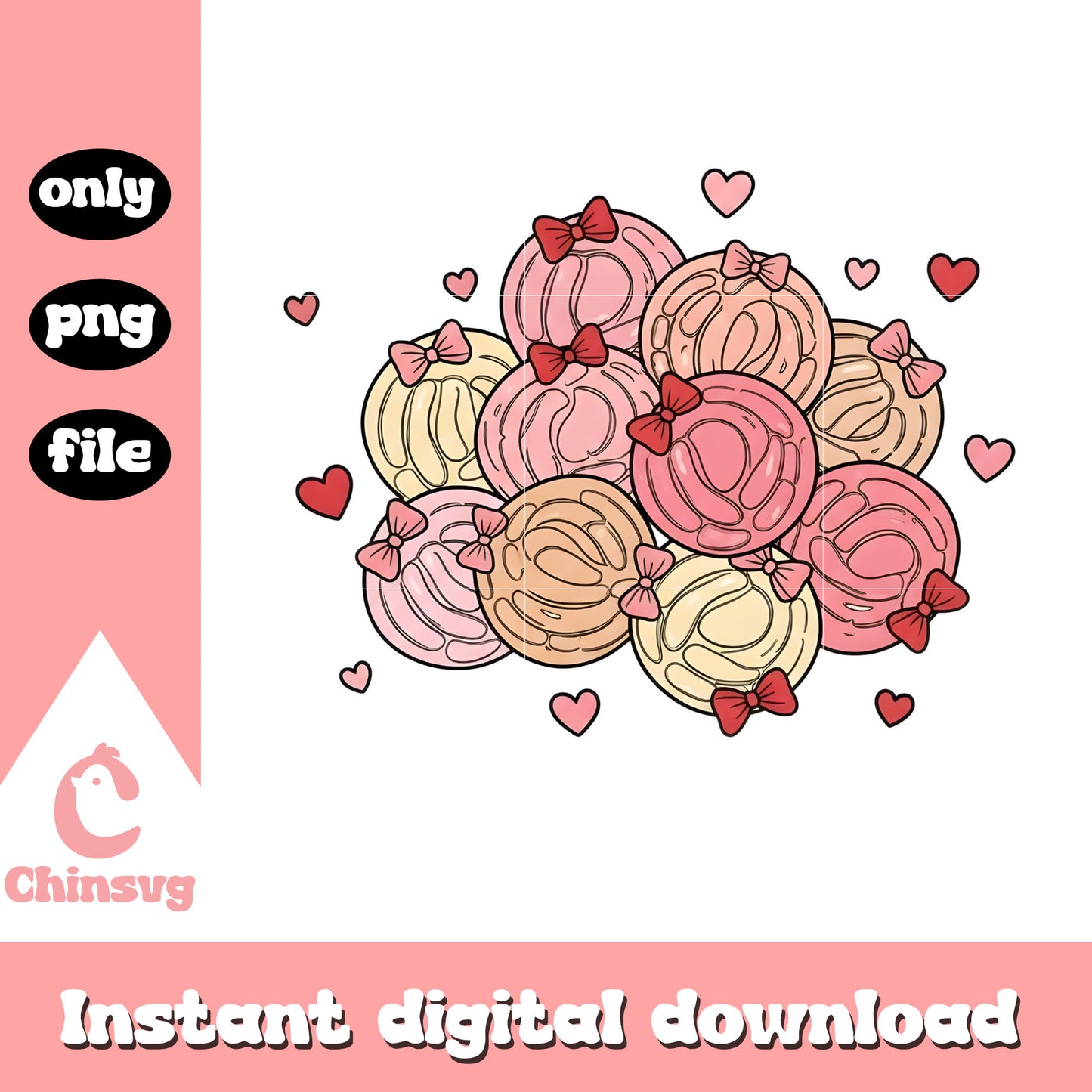 Conchas valentine bow design png, valentines day love​​ png