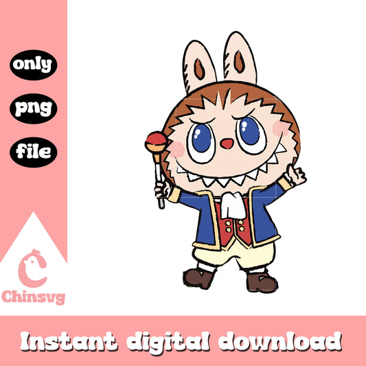 Conductor labubu cute doll design png, cartoon labubu png