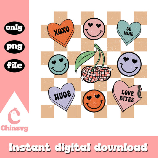 Conversation heart sublimation png, candy heart png, smile face png