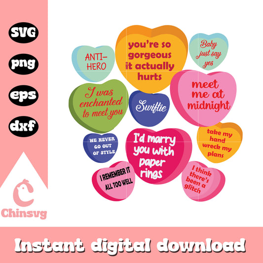Conversation heart top sayings funny svg, heart shape svg