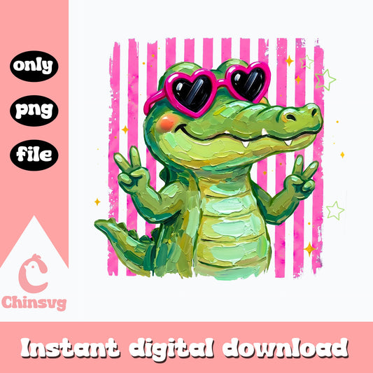 Cool Alligator With Sunglasses PNG, Cute Crocodile Clipart, PNG