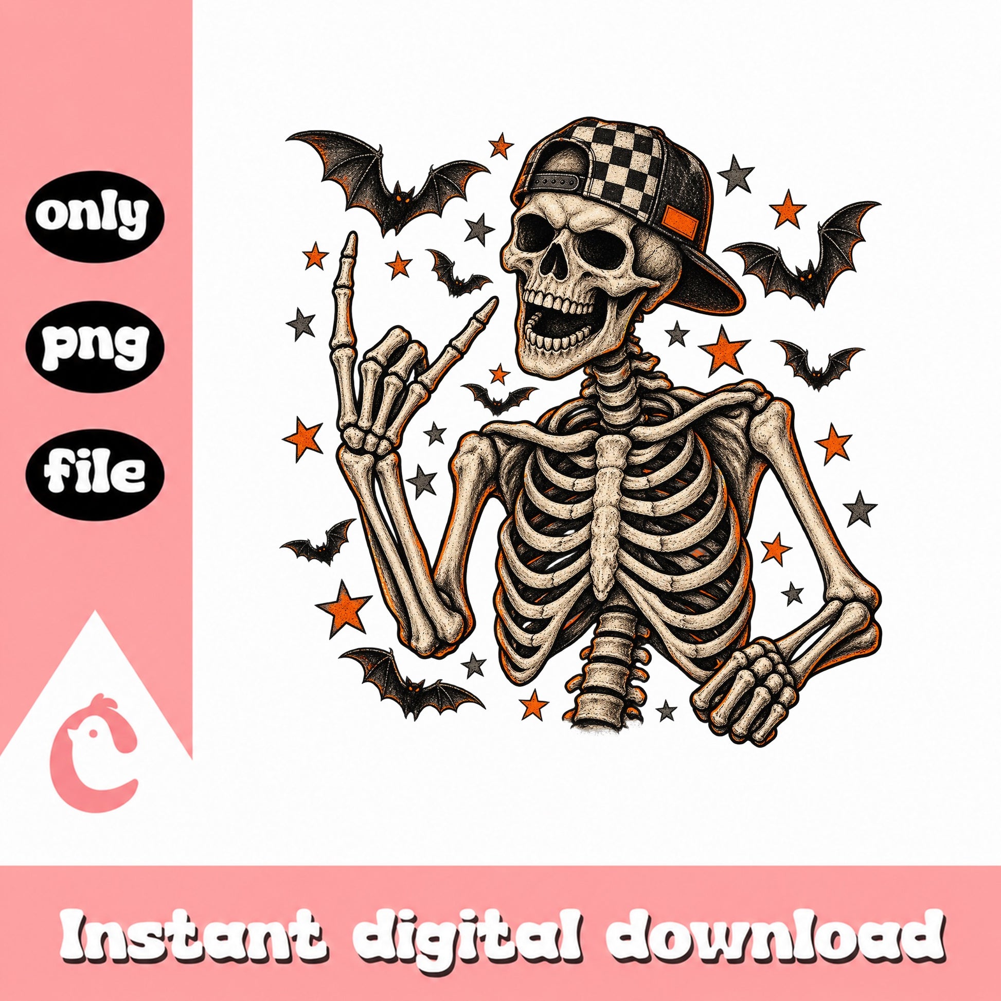 Cool Skeleton With Hat PNG, Halloween Bats And Stars, Skull PNG