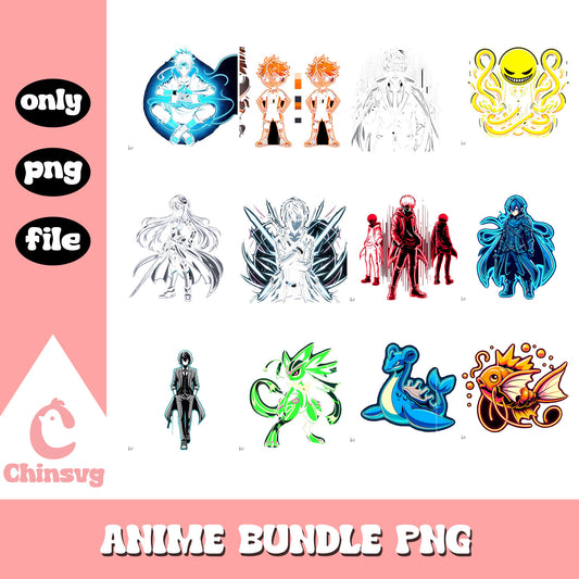 Cool anime characters design bundle png