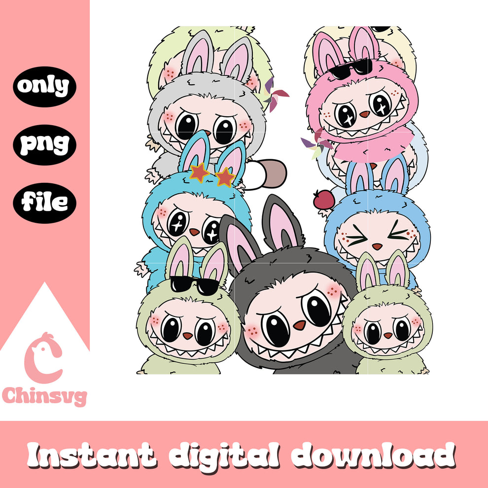 Cool crowd labubu clipart design png, labubu the monsters png – Chinsvg