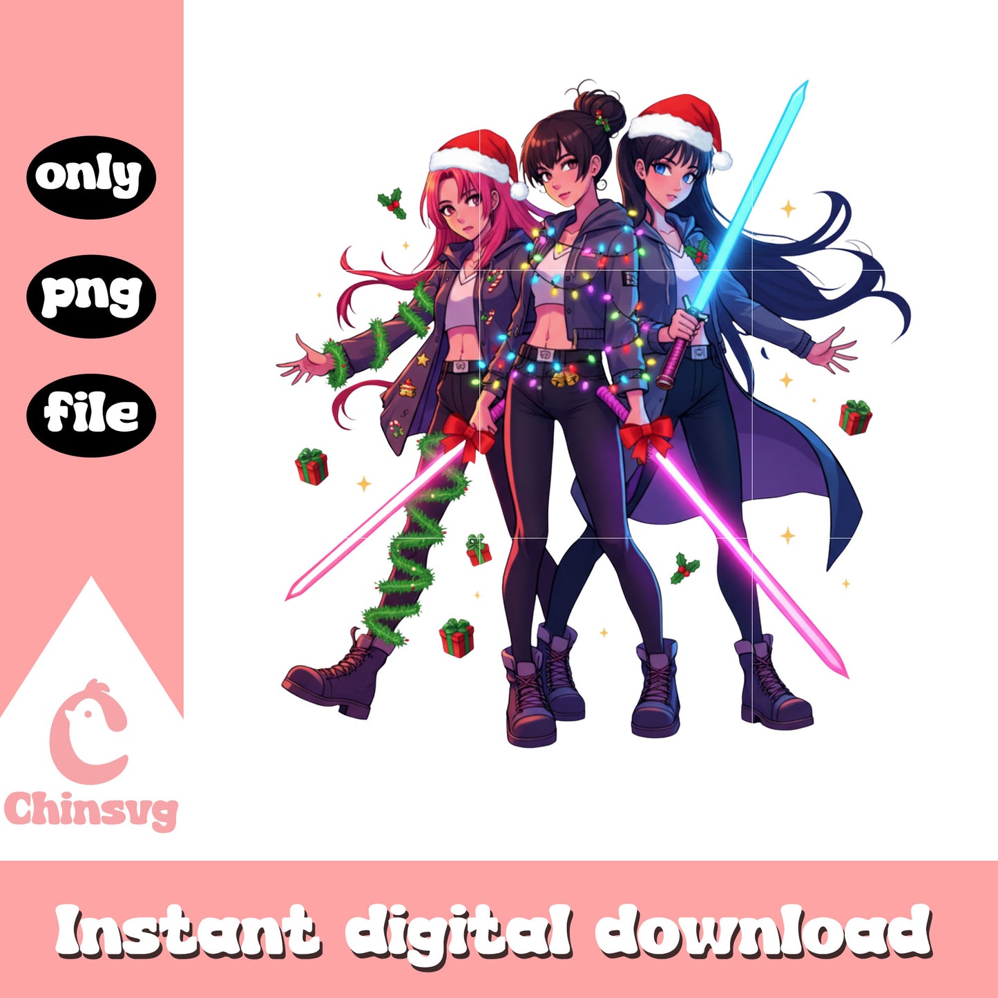 Cool huntrix kpop christmas pose png, christmas funny png