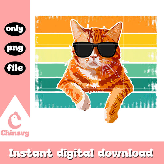 Cool orange cat design png, orange cat png, cool cat png