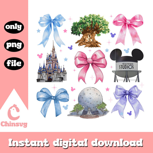 Coquette Disneyland bow png, Disneyland coquette bow pattern png