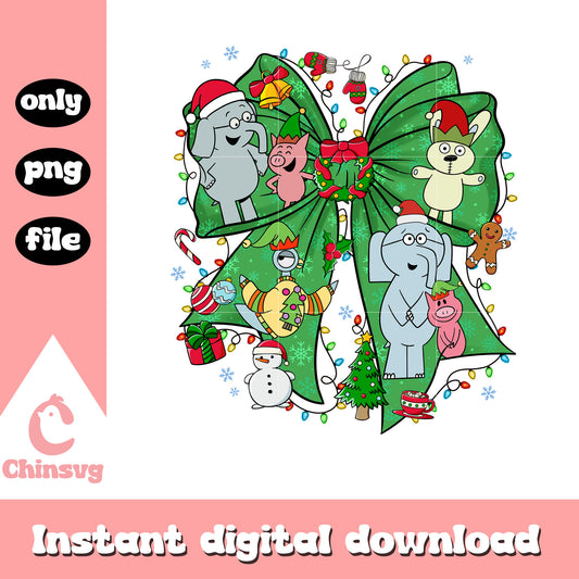 Coquette bow elephant piggie png, christmas elephant​​​​​ png