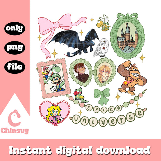 Coquette bow epic universe characters clipart png, epic universe png