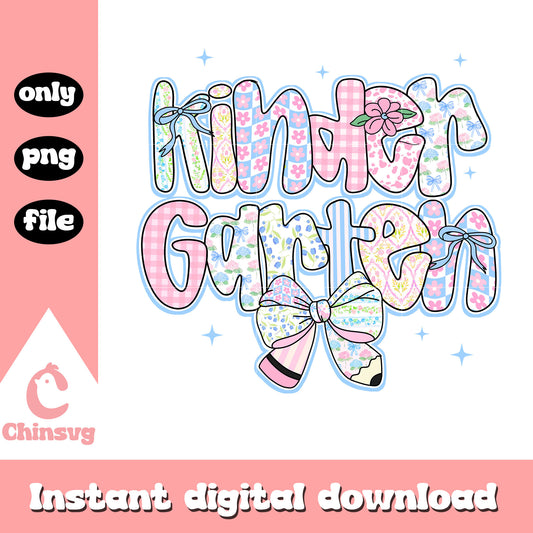 Coquette bow floral kindergarten design png, back to school art png