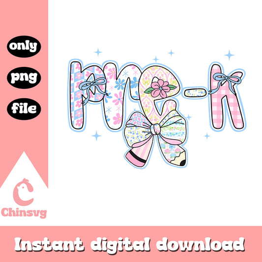 Coquette bow floral pre-k design png, welcome back to school png