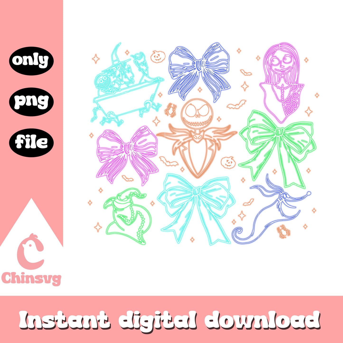 Coquette bow jack skellington movie halloween clipart png, halloween png