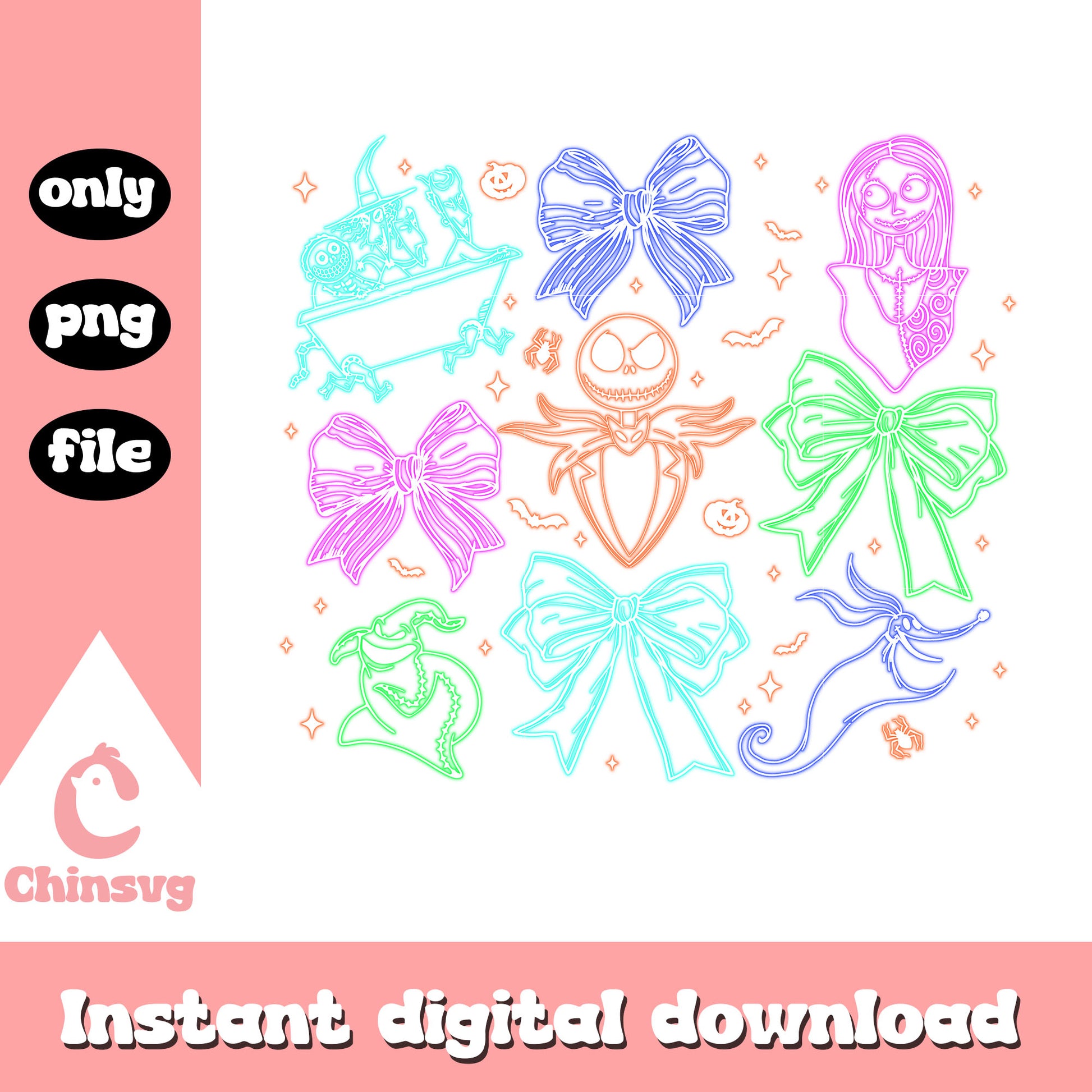 Coquette bow jack skellington movie halloween clipart png, halloween png