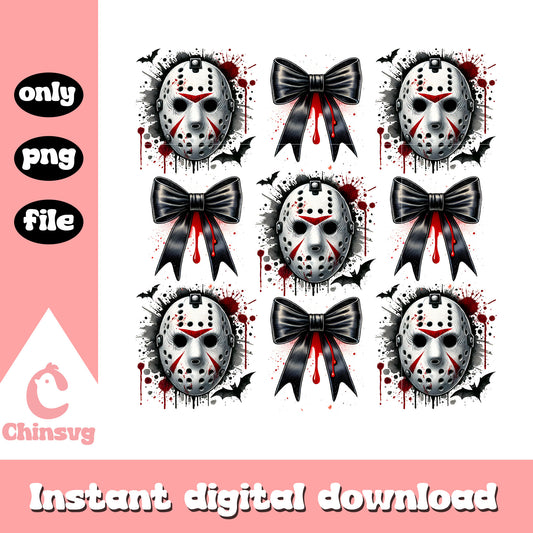 Coquette bow jason voorhees halloween design png, friday the 13th png