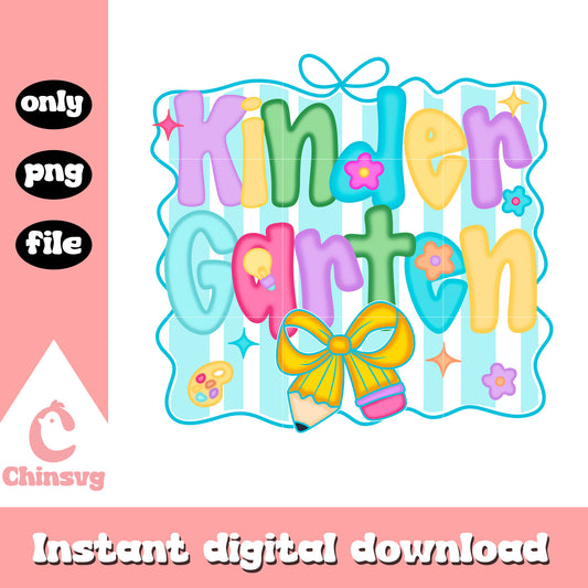 Coquette bow kindergarten school frame png, going back to school png