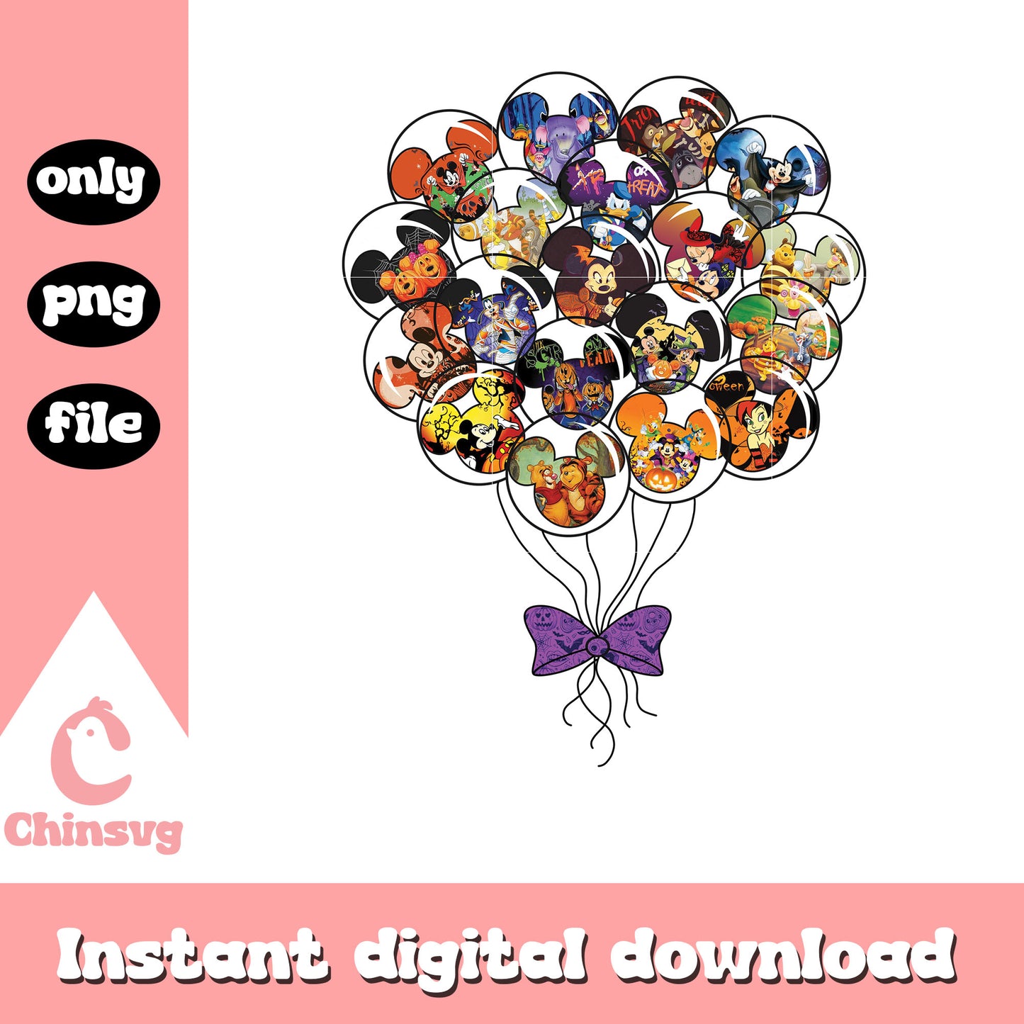 Coquette bow mickey ear balloons art png, disney mickey movie png