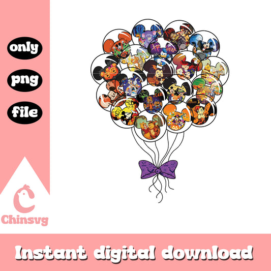Coquette bow mickey ear balloons art png, disney mickey movie png