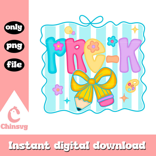 Coquette bow pre-k back to school frame png, back to school png