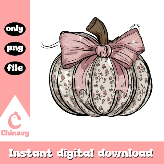 Coquette bow retro vintage pumpkin design png, halloween decor png