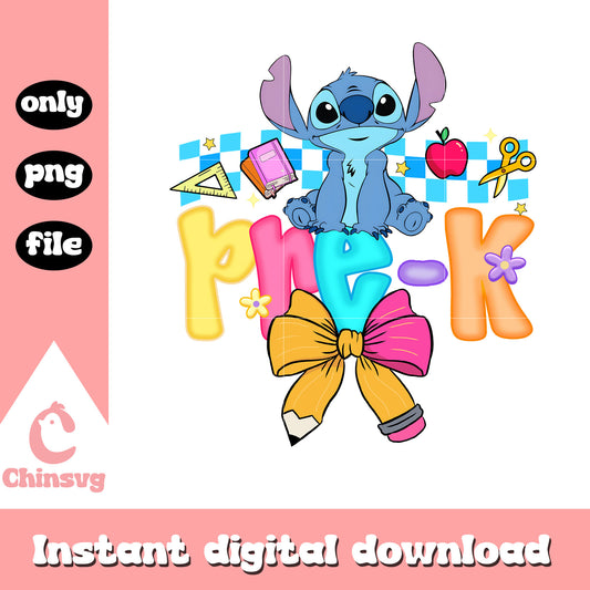 Coquette bow stitch pre-k design png, lilo stitch character png